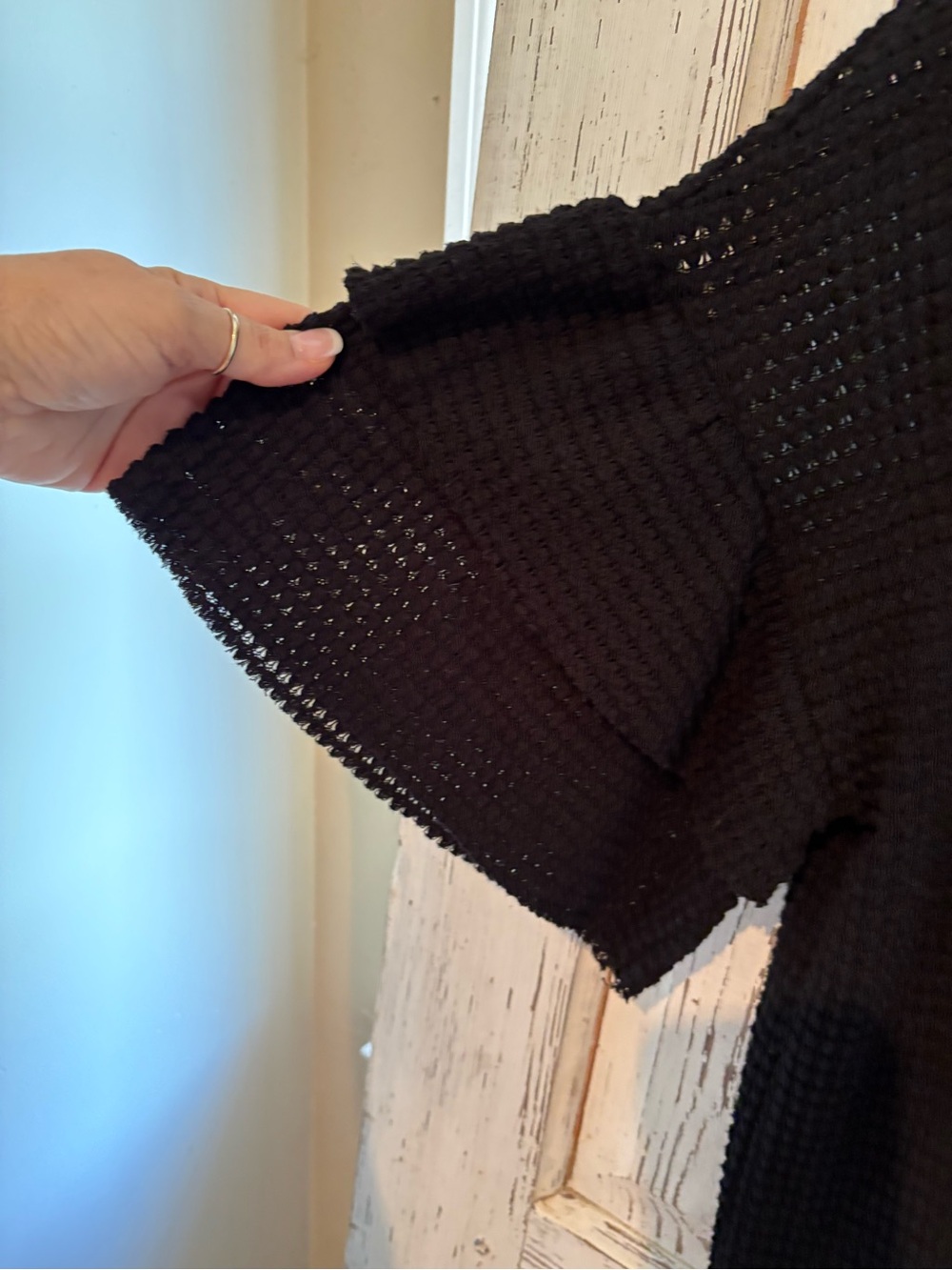 BIBI Waffle Knit Ruffled Sleeve Top - Picture 4 of 4